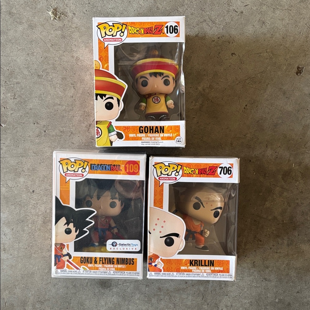 Funko Dragon Ball Z Pop Figures - Gohan, Goku & Nimbus, Krillin